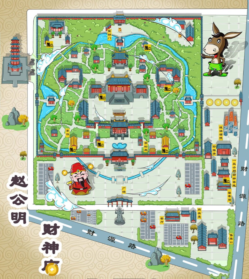 王益寺庙类手绘地图